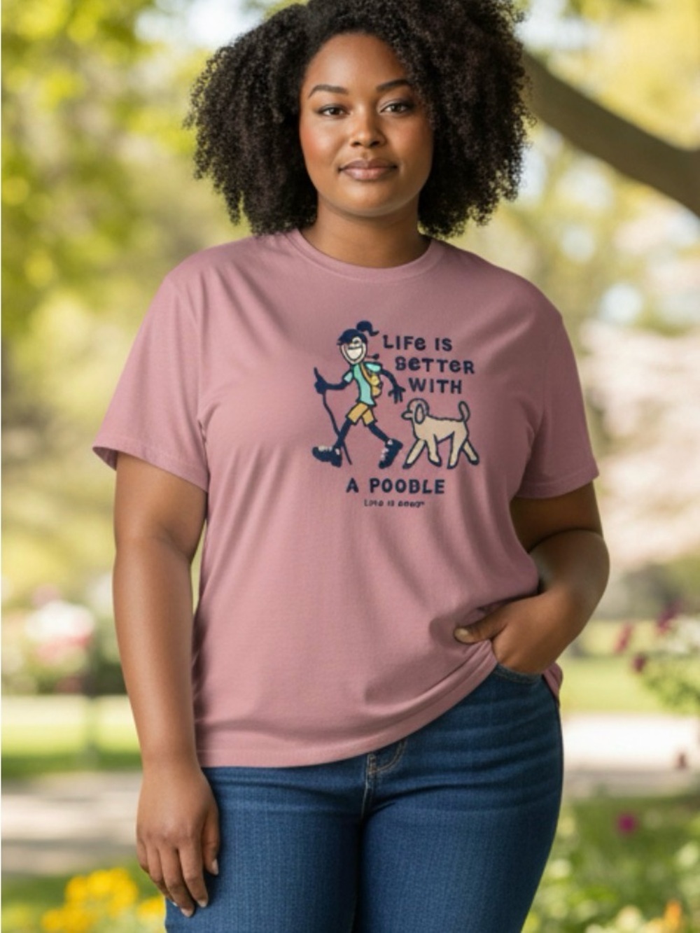 Life Is Better With A Poodle Graphic Tee - Dusty Rose Life is Good XXL